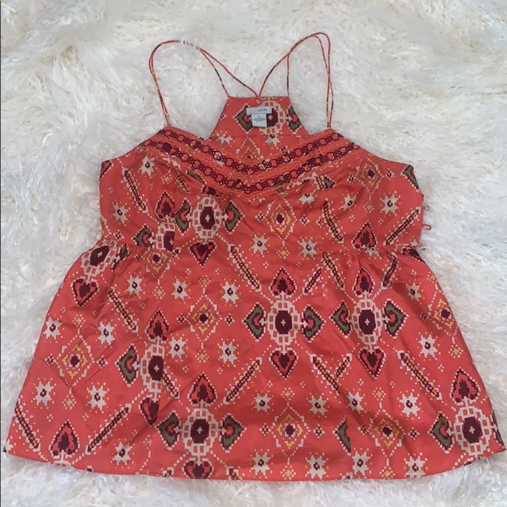 orange printed shirt